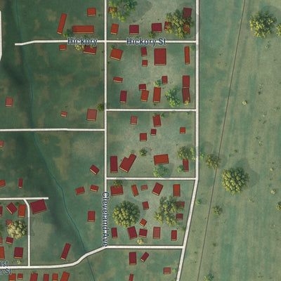 Second close-up of the map of Thayer, Illinois print showing more streets and buildings