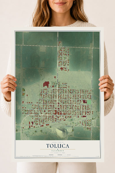 Map of Toluca, Illinois, 18 x 24 inch unframed archival matte print