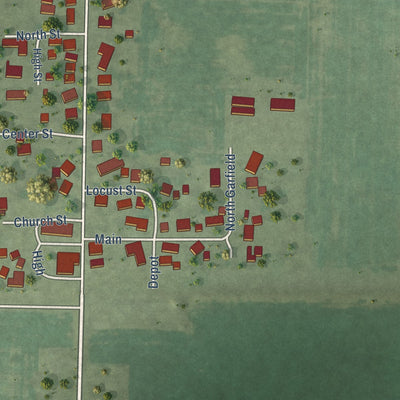 Close-up of the map of Trivoli, Illinois print showing street and building detail