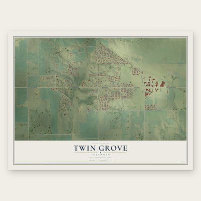 Twin Grove, Illinois map print, the full design