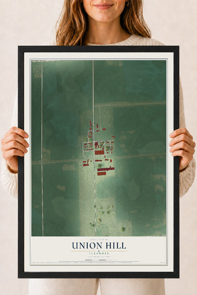 Map of Union Hill, Illinois, 18 x 24 inch print in a black wood frame