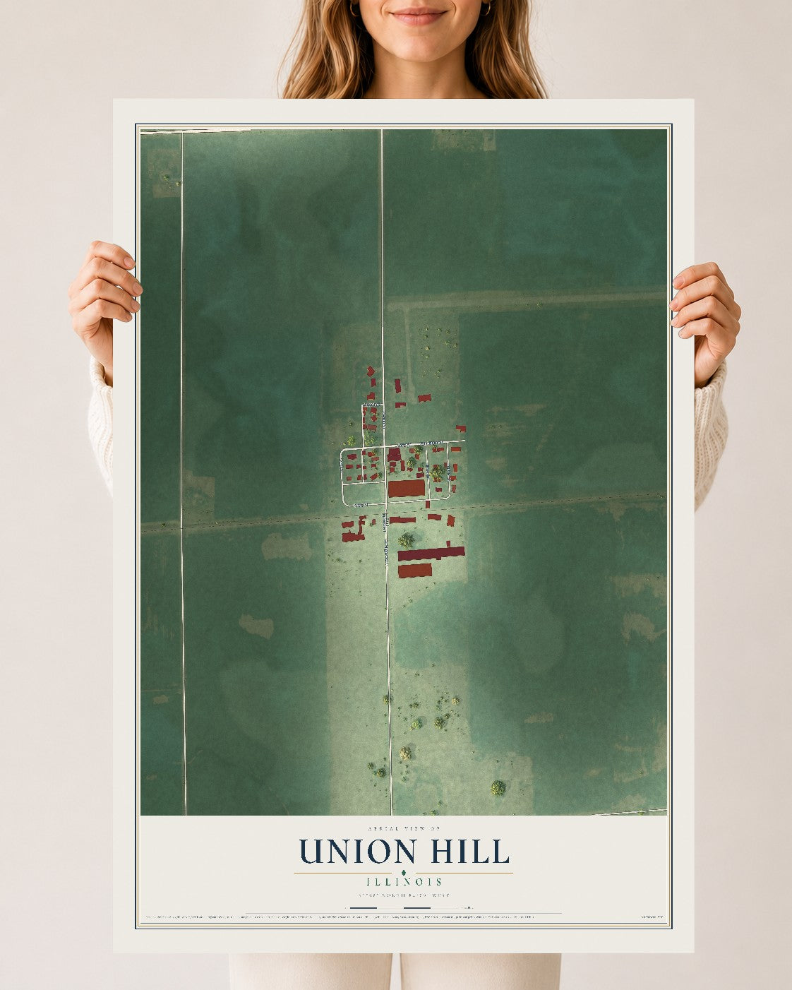 Map of Union Hill, Illinois, 24 x 36 inch unframed archival matte print