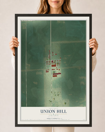 Map of Union Hill, Illinois, 24 x 36 inch print in a black wood frame
