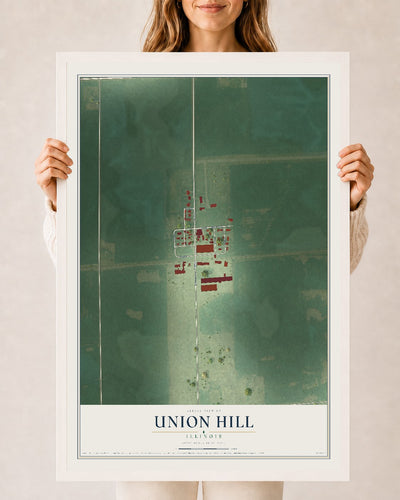 Map of Union Hill, Illinois, 24 x 36 inch print in a white wood frame