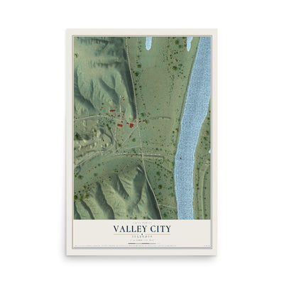 Map of Valley City, Illinois, 12 x 18 inch unframed archival matte print