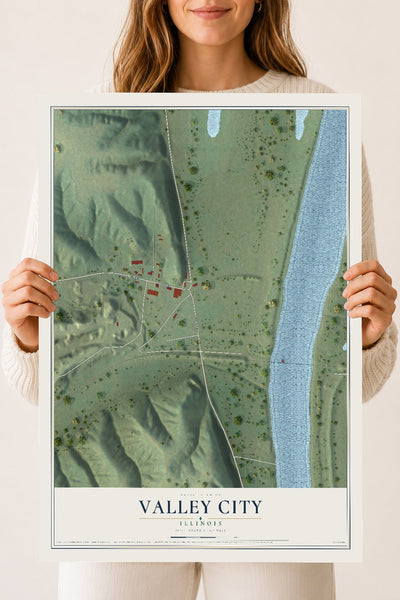 Map of Valley City, Illinois, 18 x 24 inch unframed archival matte print