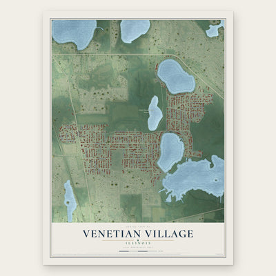 Venetian Village, Illinois map print, the full design