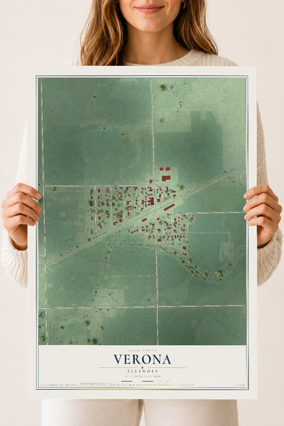 Map of Verona, Illinois, 18 x 24 inch unframed archival matte print