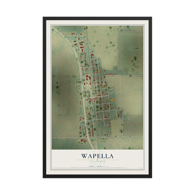 Map of Wapella, Illinois, 12 x 18 inch print in a black wood frame