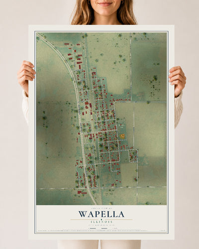 Map of Wapella, Illinois, 24 x 36 inch unframed archival matte print