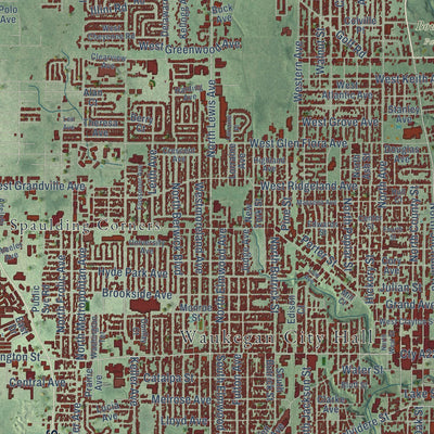 Close-up of the map of Waukegan, Illinois print showing street and building detail