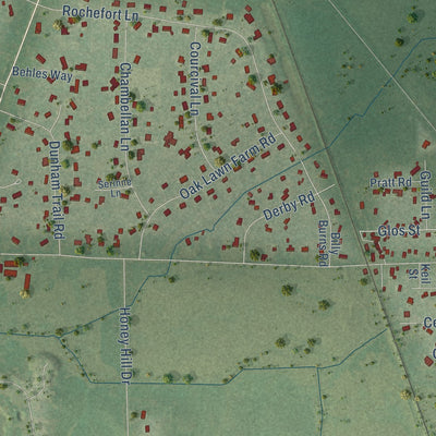 Second close-up of the map of Wayne, Illinois print showing more streets and buildings