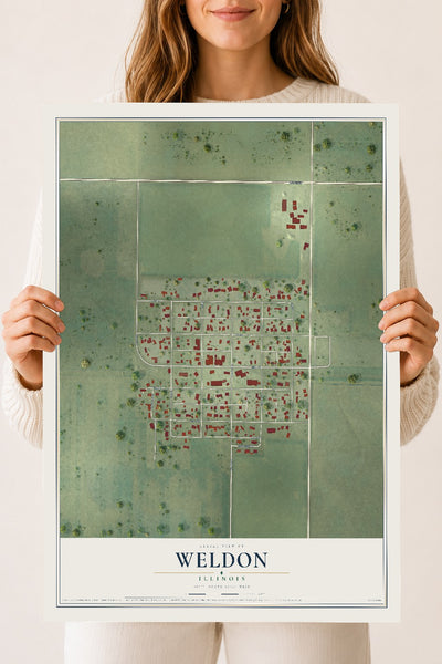 Map of Weldon, Illinois, 18 x 24 inch unframed archival matte print