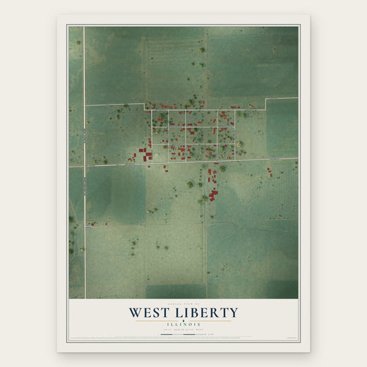 West Liberty, Illinois map print, the full design