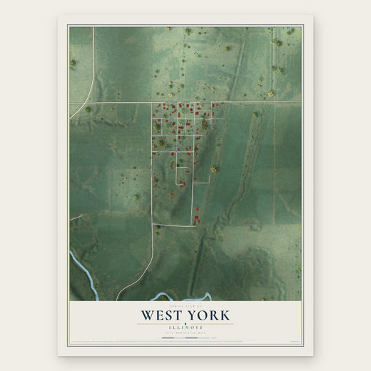 West York, Illinois map print, the full design