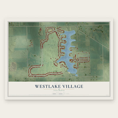 Westlake Village, Illinois map print, the full design