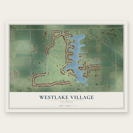 Westlake Village, Illinois map print, the full design