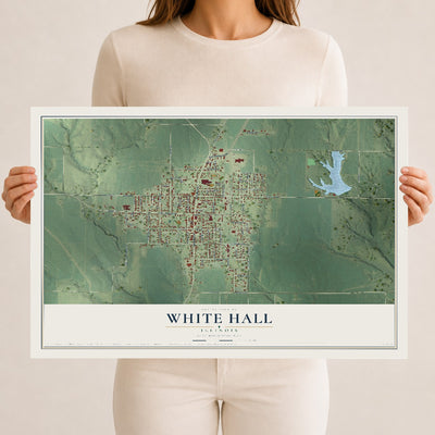 Map of White Hall, Illinois, 12 x 18 inch unframed archival matte print