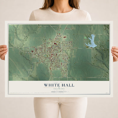 Map of White Hall, Illinois, 18 x 24 inch unframed archival matte print