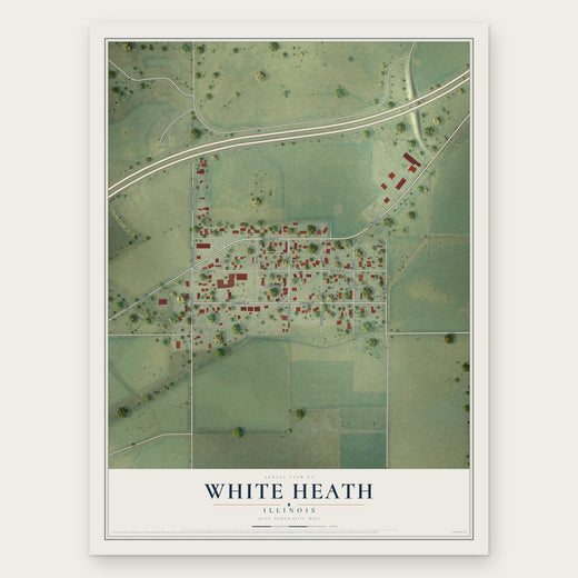 White Heath, Illinois map print, the full design