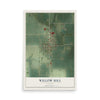 Map of Willow Hill, Illinois, 12 x 18 inch unframed archival matte print