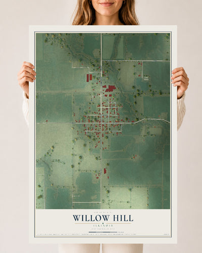 Map of Willow Hill, Illinois, 24 x 36 inch unframed archival matte print