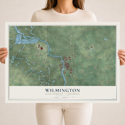 Map of Wilmington, Will County, Illinois, 18 x 24 inch unframed archival matte print