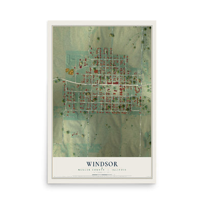 Map of Windsor, Mercer County, Illinois, 12 x 18 inch unframed archival matte print