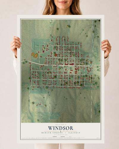 Map of Windsor, Mercer County, Illinois, 24 x 36 inch unframed archival matte print