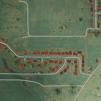 Second close-up of the map of Worden, Illinois print showing more streets and buildings