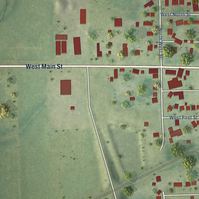 Second close-up of the map of Wyanet, Illinois print showing more streets and buildings