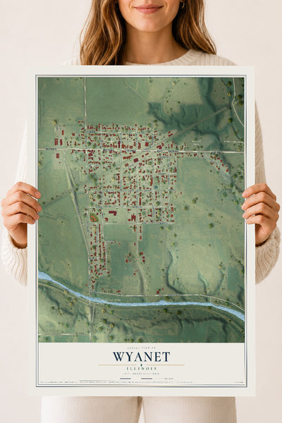 Map of Wyanet, Illinois, 18 x 24 inch unframed archival matte print