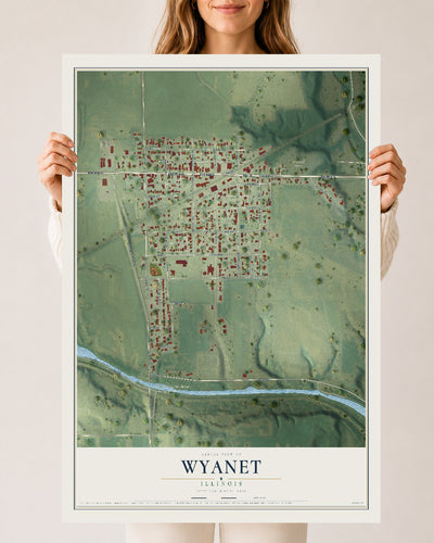 Map of Wyanet, Illinois, 24 x 36 inch unframed archival matte print