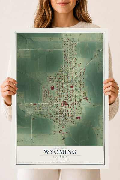 Map of Wyoming, Illinois, 18 x 24 inch unframed archival matte print