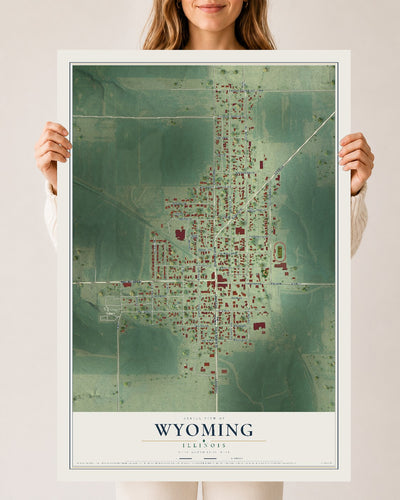 Map of Wyoming, Illinois, 24 x 36 inch unframed archival matte print