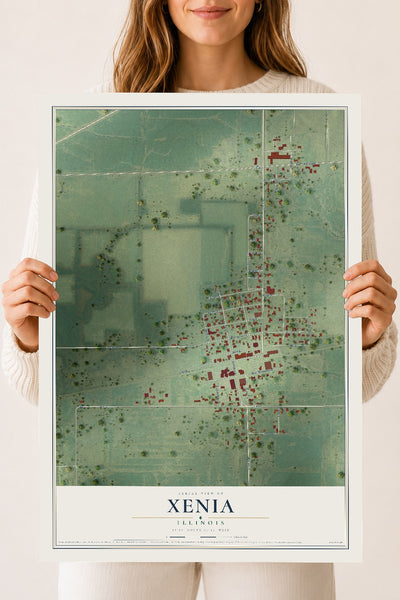 Map of Xenia, Illinois, 18 x 24 inch unframed archival matte print