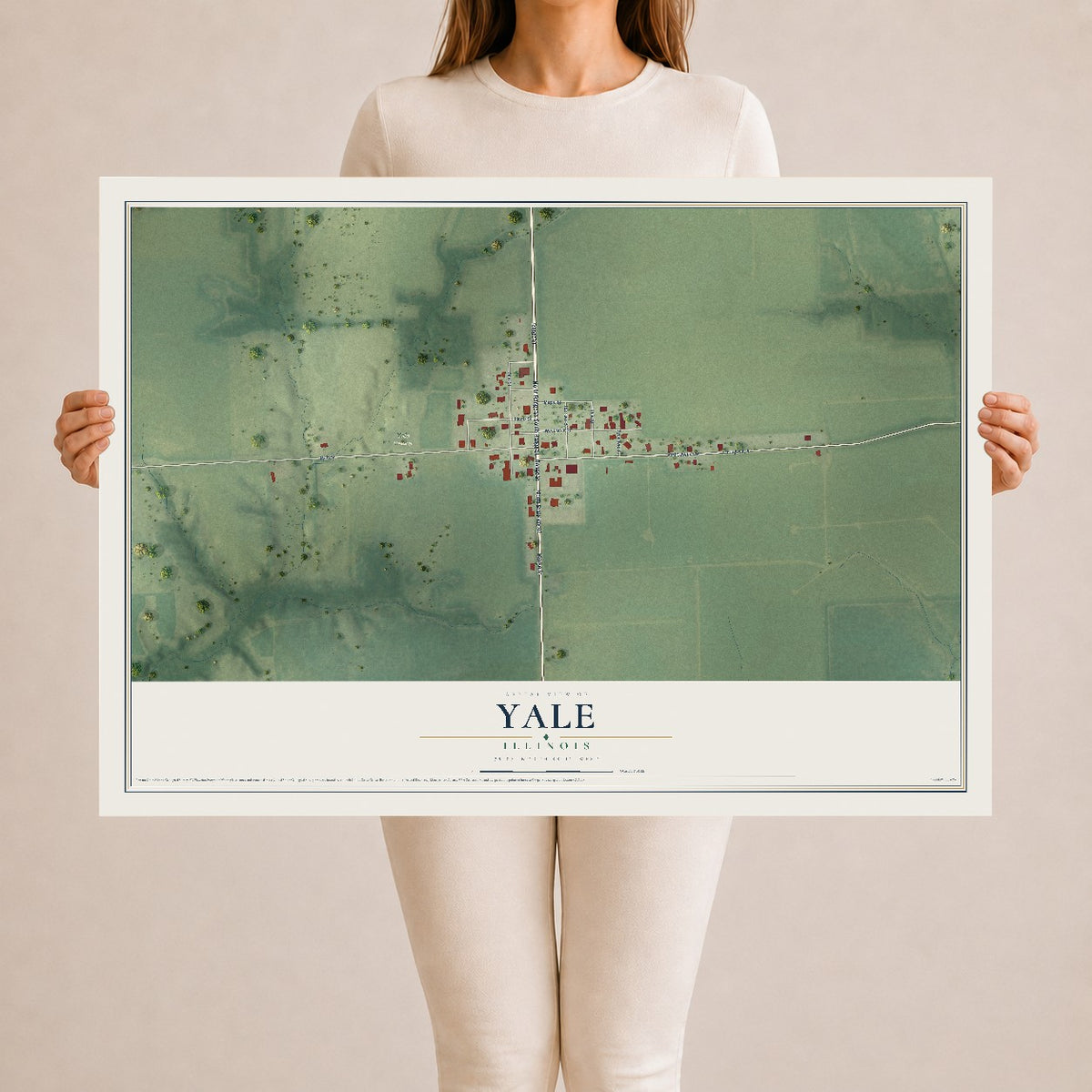 Map of Yale, Illinois, 24 x 36 inch unframed archival matte print