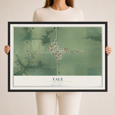 Map of Yale, Illinois, 24 x 36 inch print in a black wood frame