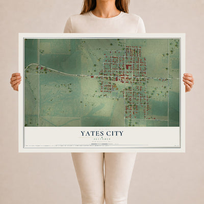 Map of Yates City, Illinois, 24 x 36 inch unframed archival matte print