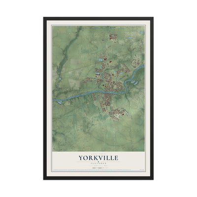 Map of Yorkville, Illinois, 12 x 18 inch print in a black wood frame