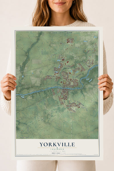 Map of Yorkville, Illinois, 18 x 24 inch unframed archival matte print