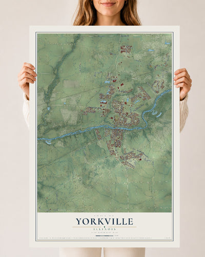 Map of Yorkville, Illinois, 24 x 36 inch unframed archival matte print