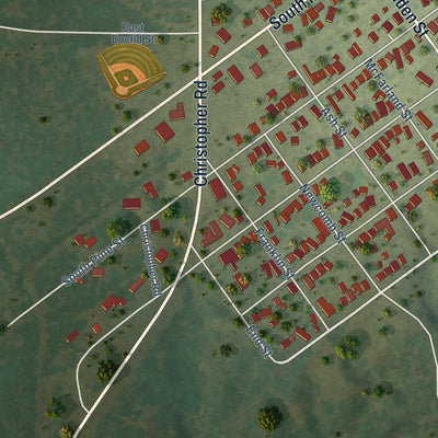 Second close-up of the map of Zeigler, Illinois print showing more streets and buildings