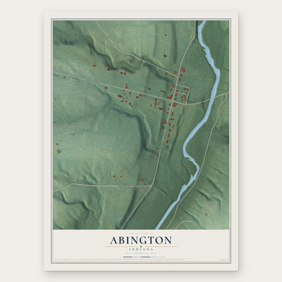 Abington, Indiana map print, the full design