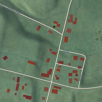 Close-up of the map of Abington, Indiana print showing street and building detail