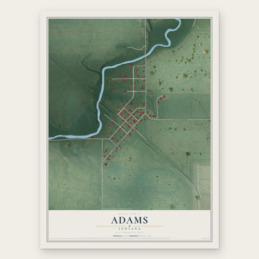 Adams, Indiana map print, the full design