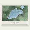 Adams Lake, Indiana map print, the full design