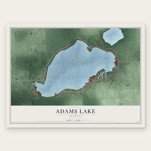 Adams Lake, Indiana map print, the full design