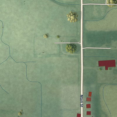 Second close-up of the map of Advance, Indiana print showing more streets and buildings