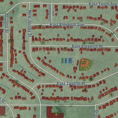 Close-up of the map of Aetna, Indiana print showing street and building detail